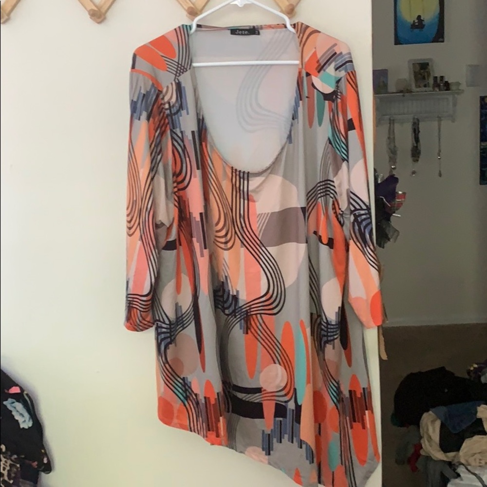 A symmetrical colorful blouse